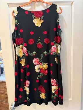Eva Varro Reversible Sleeveless Dress Black / Floral Rose Print Made in USA